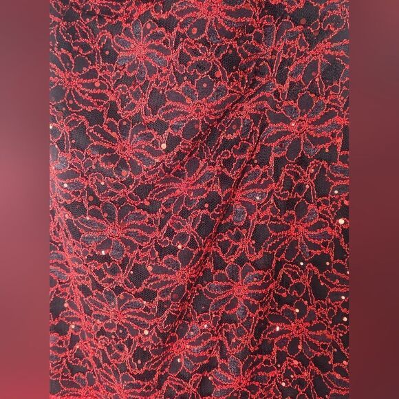 Connected Apparel 12 Black Red Charleston SequinBead EveningCocktail Women Dress - Picture 7 of 12